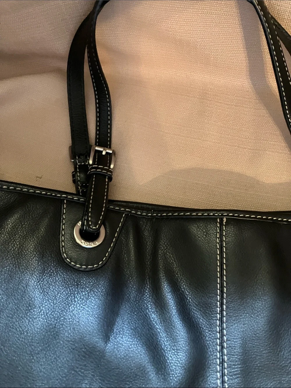 Michael Kors Black Leather Double-Handle Shoulder Tote